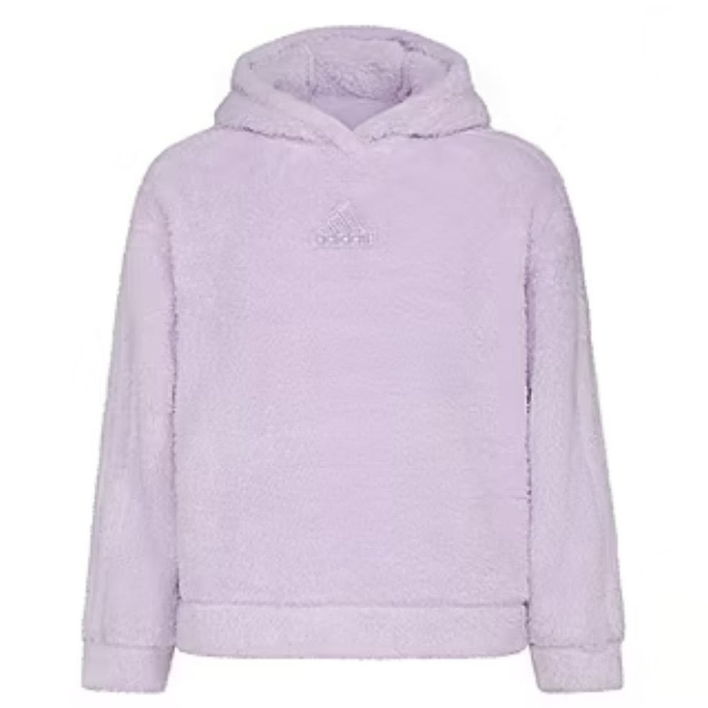 Adidas Girls Sherpa Hoodie Lavender Pullover Size S